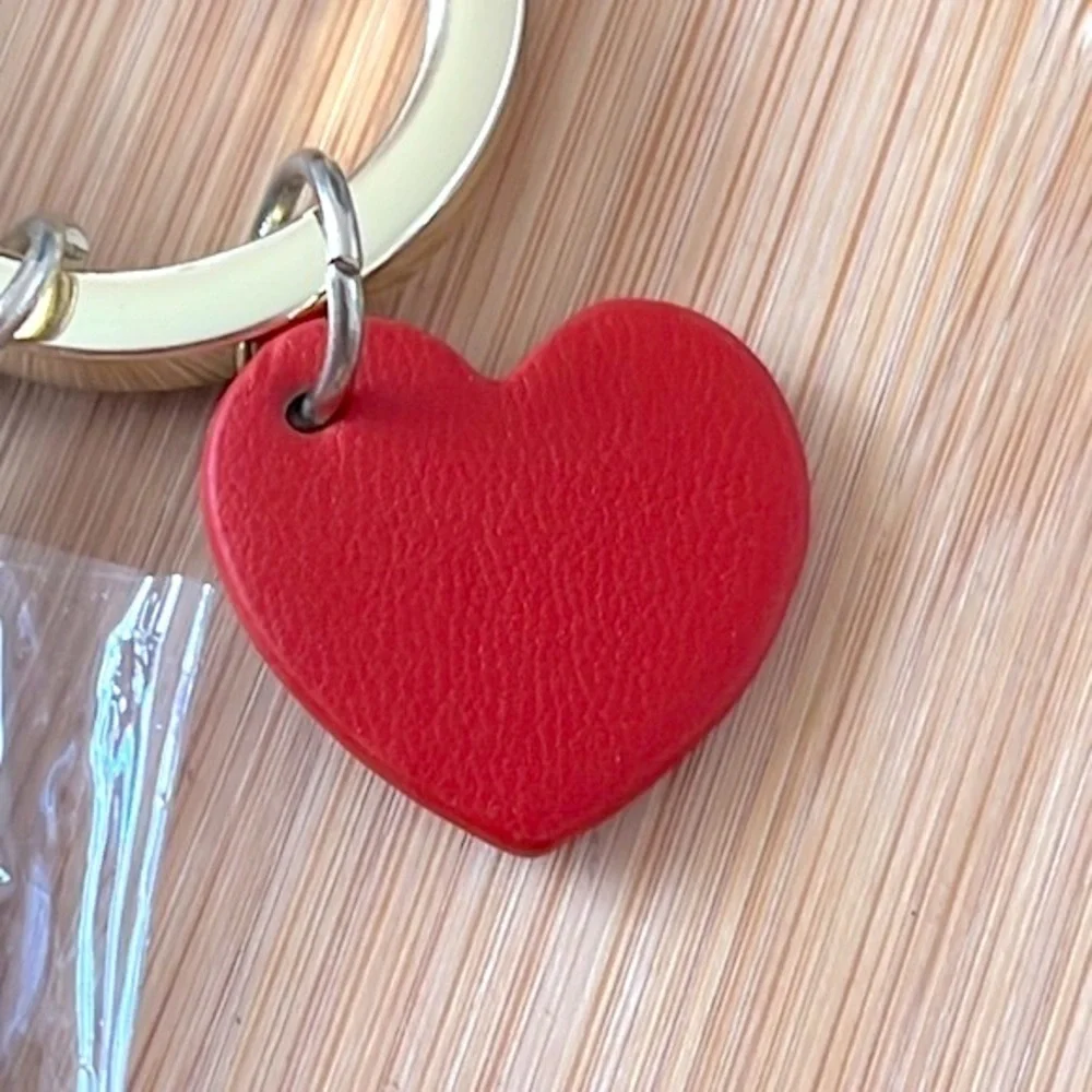 Brand New Giorgio Armani Gold Tone & Red Monogram A Keychain & Red Leather Strap
